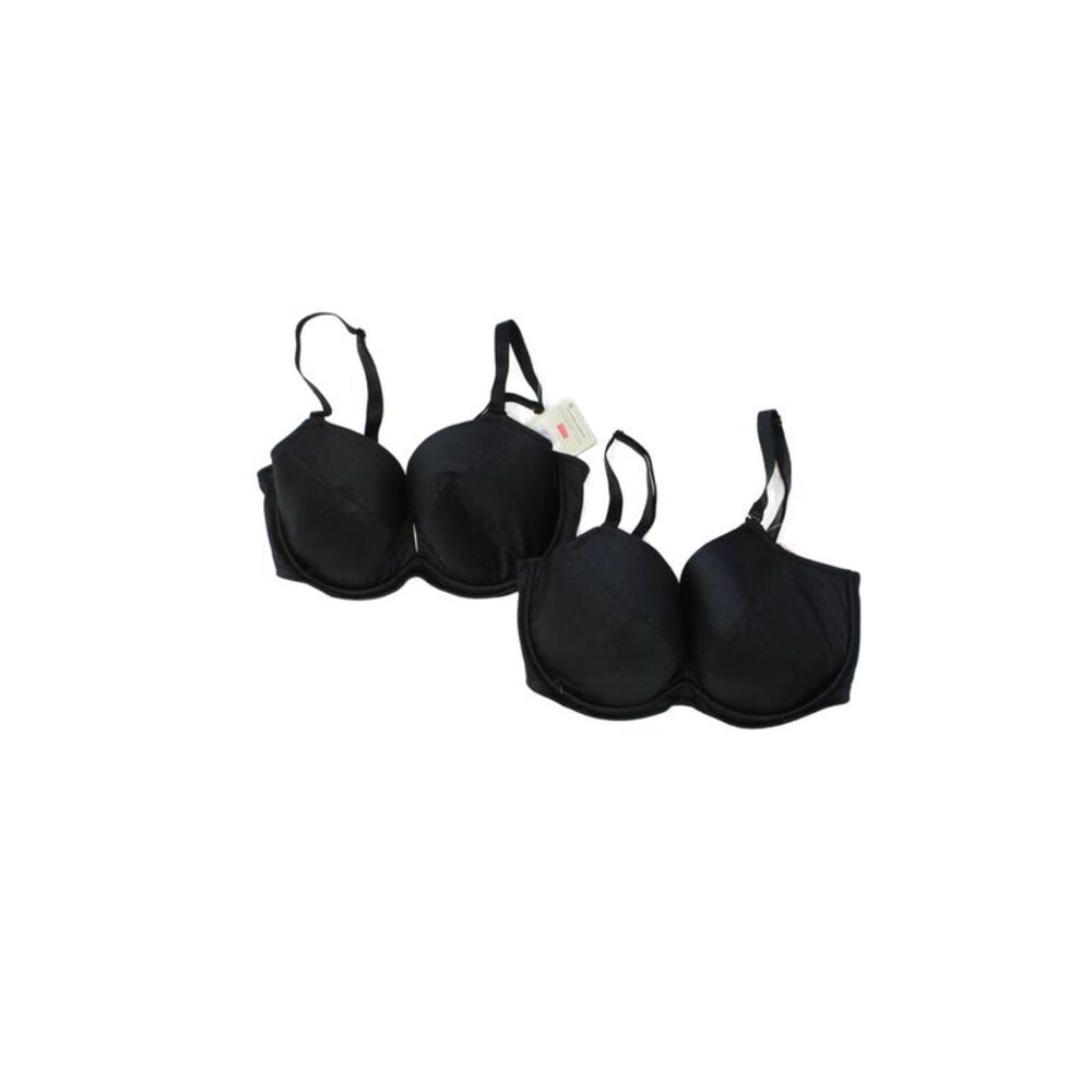 Panache Womens Cotton Clasp Adjustable Wired Push Up Bra Set Black Size 38D 38F